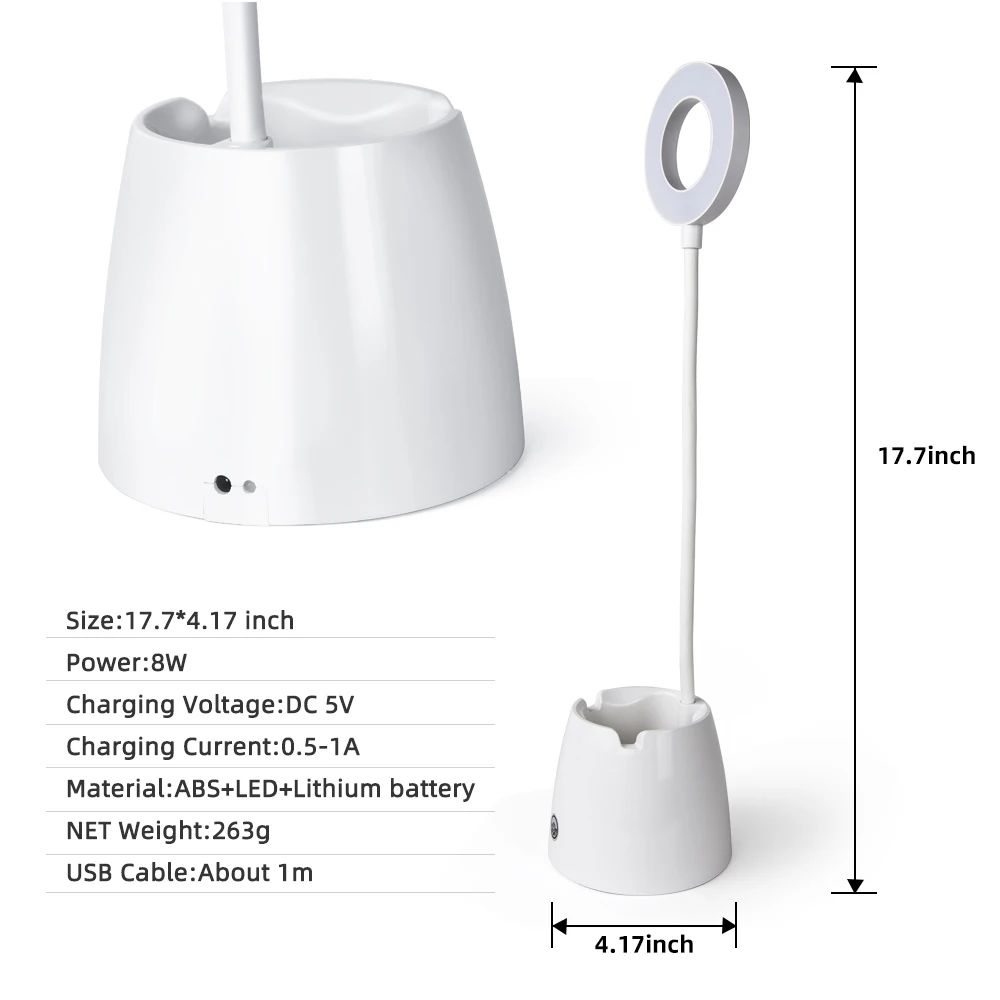  LED Desk Lamp Touch Control 3 Modes Dimmable Eye Caring LED Table Lamp USB Rechargeable With Pen Ho