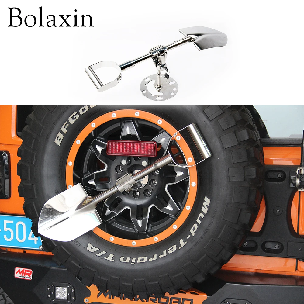 Bolaxin портативный универсальный нержавеющая сталь запасные шины лопата с запираемым держателем для Jeep Wrangler внедорожный внедорожник 4WD