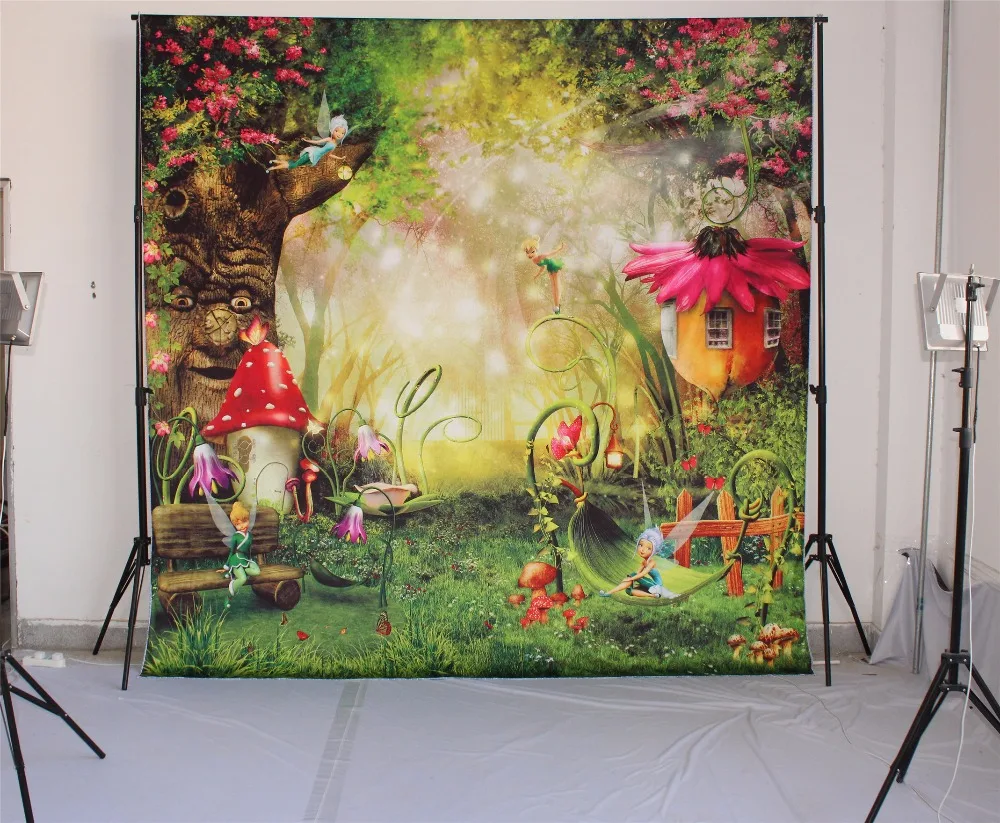 5X7FT Kate сказочный лес фотографии фонов дети фоны фотостудия грибы эльфы Цветы фото фон