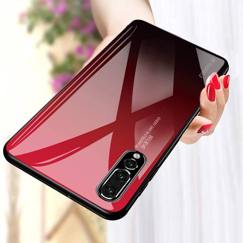 Luxury Gradient Tempered Glass Case For Huawei P Smart Plus Mate 20 10 9 10 Lite P20 Pro Honor 8X Max Nova 3 3i Soft edge Cover  (3)
