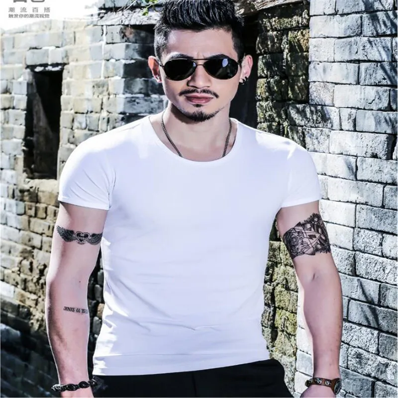 

Spring/summer men's short-sleeved t shirt plain color inf blank shirt