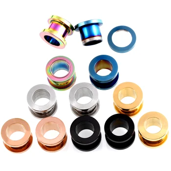

70pcs/lot Stainless Steel Screw Fit Ear Plugs and Tunnels Piercing Ear Expander Gauges Body Jewelry Piercing Wholesale 2-10mm