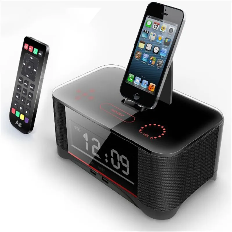 

New Coming Multi-function i-Phone5 docking alarm station speaker A8 with advanced NFC match Technology