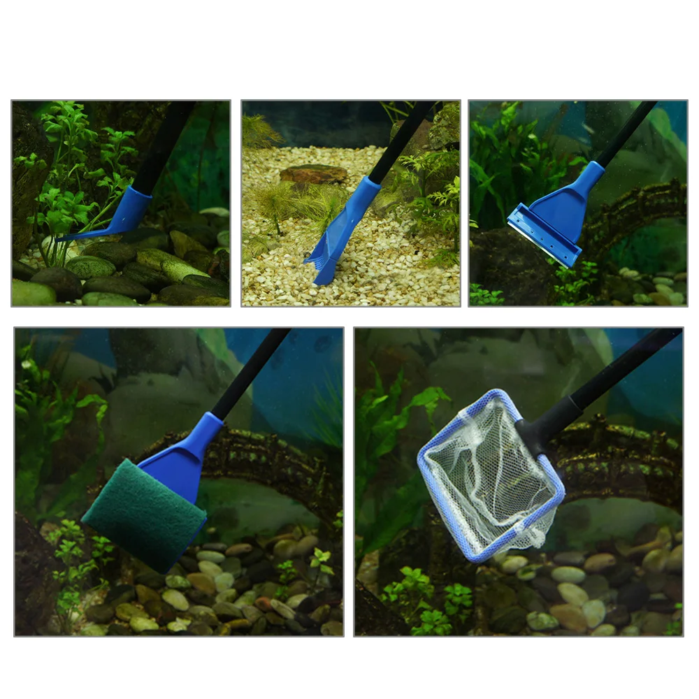 

Aquarium Cleaning Set Fish Net Water Grass Clip Fish Tank Brush Algae Scraper Gravel Rak Aquarium Fish Tank Cleaning Tool