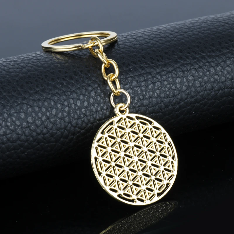 MQCHUN Supernatural Flower of Life Pendant Keyring Geometry Mandala Myth Love Knot Keychain Egyptian Simple Key Chain -50