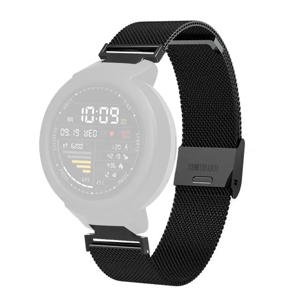 Ouhaobin 22 мм Миланский ремешок браслет из нержавеющей стали для часов Xiaomi Huami Amazfit Verge Youth Watch A1808 ремешок 604#2 - Цвет: Black