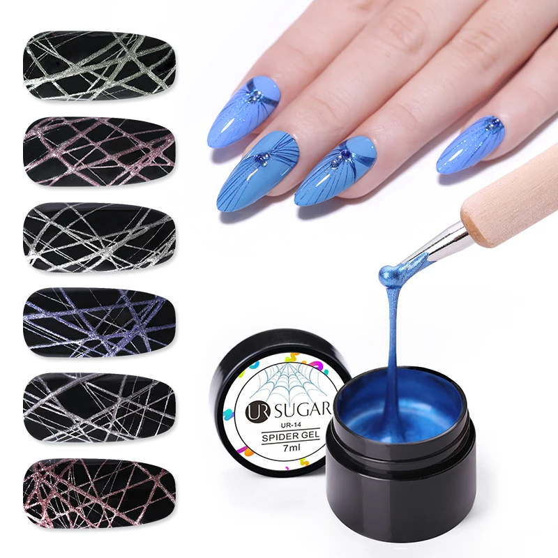 

UR SUGAR 7ml Metallic Spider Gel Nail Polish Elastic Drawing Gel Pulling Silk Spider Soak Off UV Gel Nail Art Gel Varnish