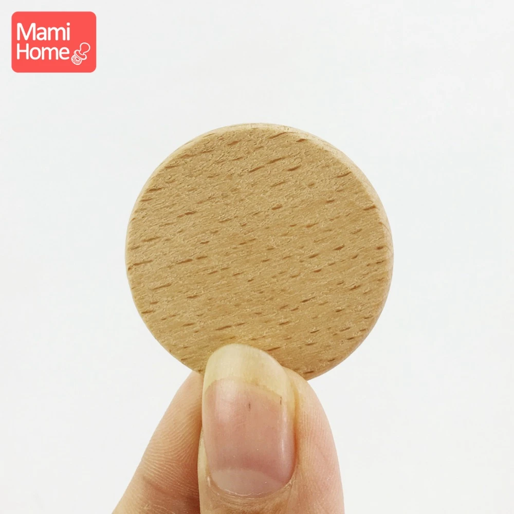 Mamihome 37 мм 90 шт. плоские деревянные диски монеты круги бук натуральная Гладкая деревянная Прорезыватель игрушки DIY для ожерелья детский Прорезыватель