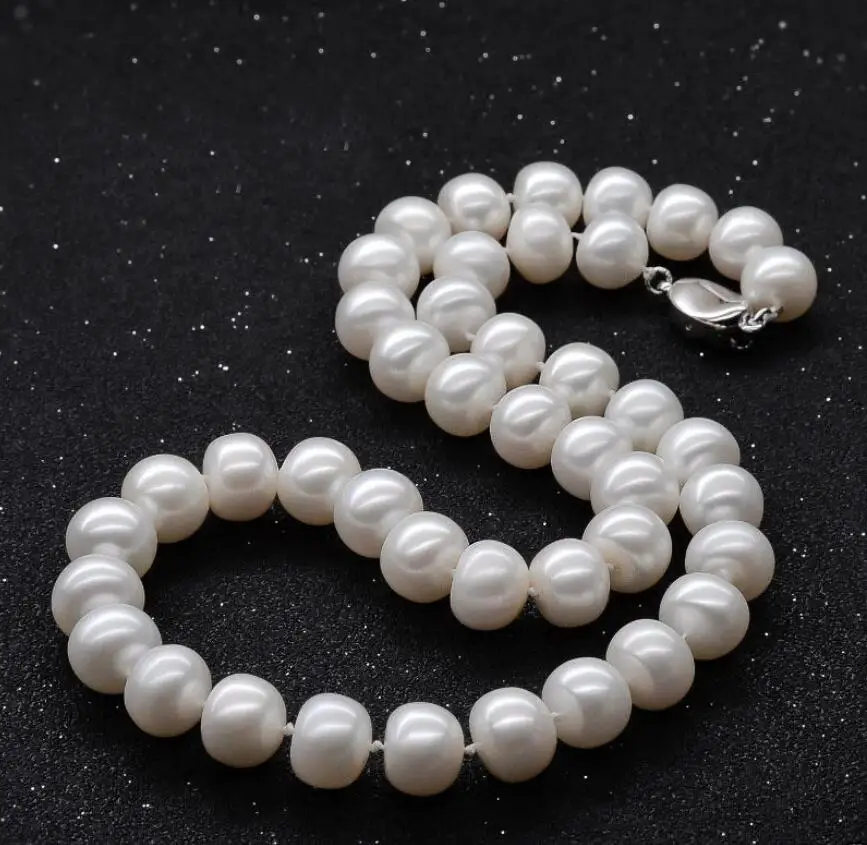 

Free Shipping >>>>Top-rated Natural freshwater pearl 9-10mm necklace Lustrous 18" gufmj