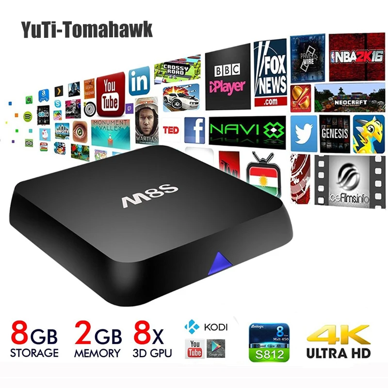 Smart Android ТВ Box MiNi PC M8S 4 ядра 2 г/8 г Коди дополнений Предварительно установлено 4 К 2,4 г и 5 г Wi-Fi Full HD Smart ТВ Media Player