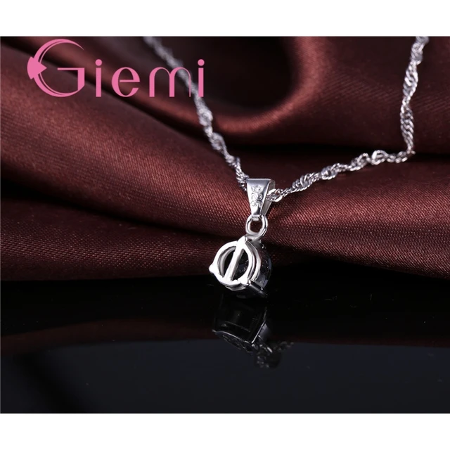 Giemi 8 ColorsS90 Silver Color Wedding Elegant Jewelry Sets Crystal Pendant Collar Necklace Earrings Women Engagemnet Set 2