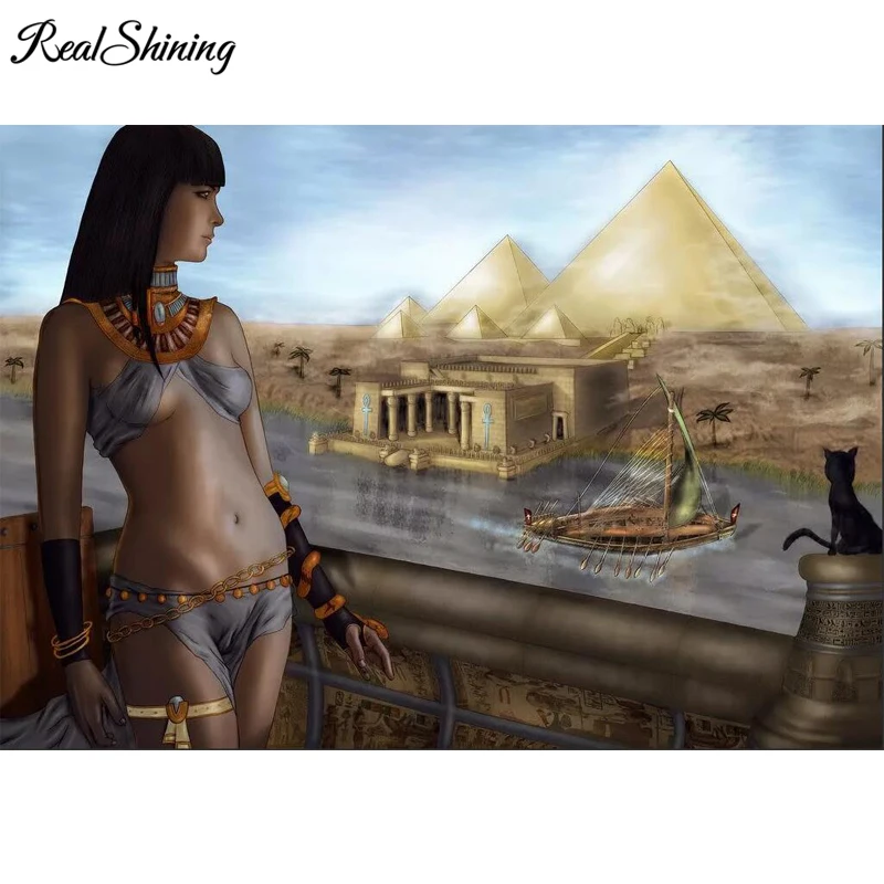 

Full Drill Square Round 5D DIY Diamond Painting pyramids of Egypt and cleopatra Egypt beauty Diamond Embroidery Wall Art FS4104