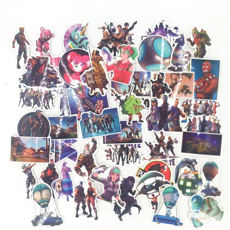 

50 Pcs Pvc Fort night Stickers for Laptop Car Styling Phone Luggage Bike Motorcycle Mixed Cartoon Waterproof Sticker