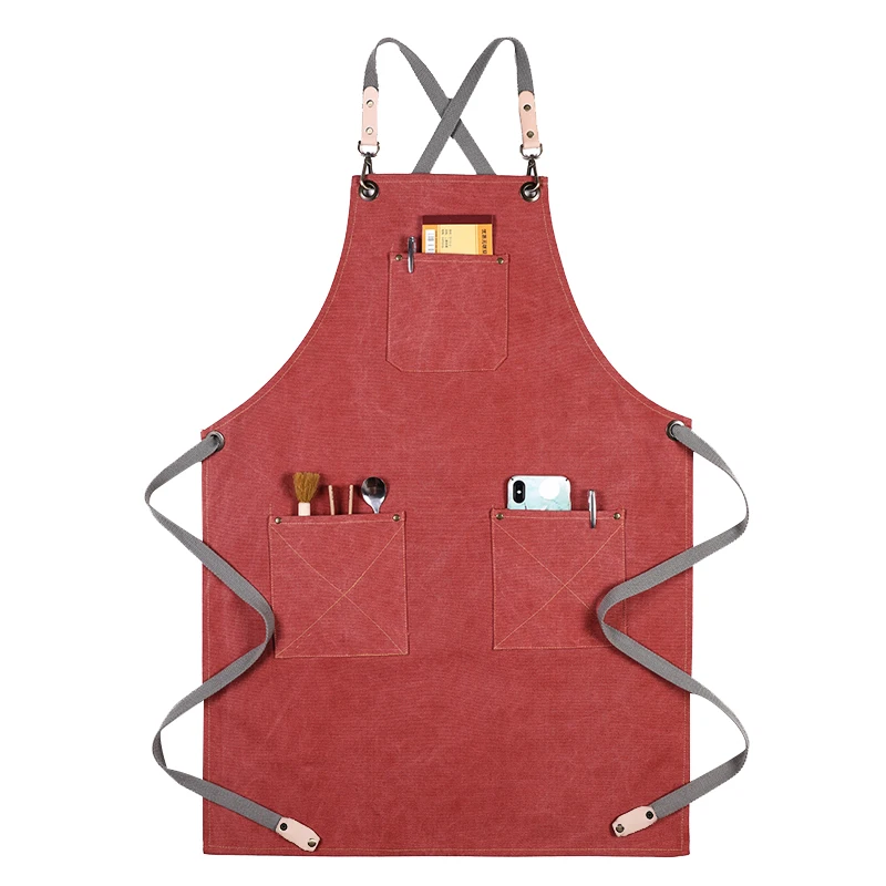 SenYue woman Men Adjustable Adult Bib Apron With Pockets Chef Waiter Kitchen Cook Apron