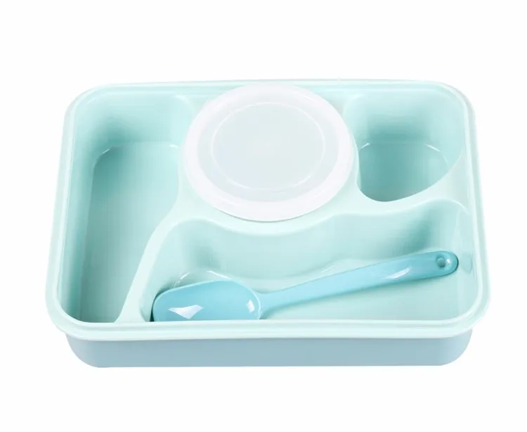 High Quality Plastic Bento Lunch Boxs Students Kids Lunch Boxs with Soup Bowl Portable Food Container Tableware Dinnerware Set (11)