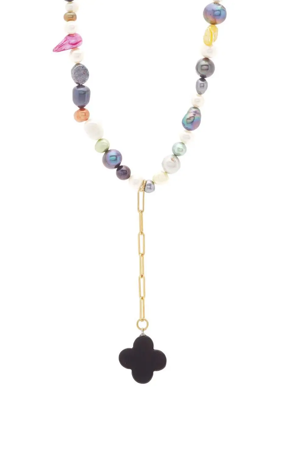 Богемное модное ожерелье из разноцветного жемчуга, Дамское очаровательное ювелирное изделие в стиле барокко, четырехлистный кулон в виде клевера, колье - Окраска металла: 1