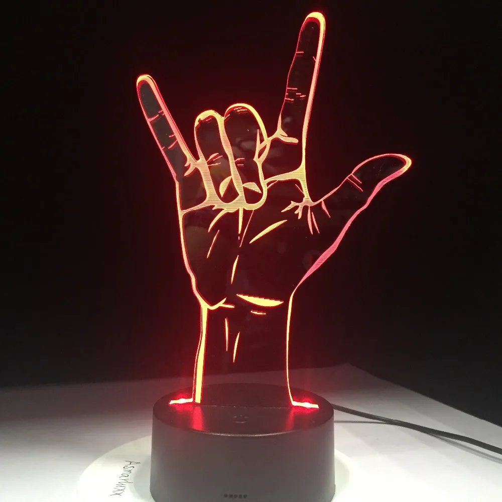 3D Оптическая иллюзия I Love You знак Язык светодиодный стол ночной Светильник USB