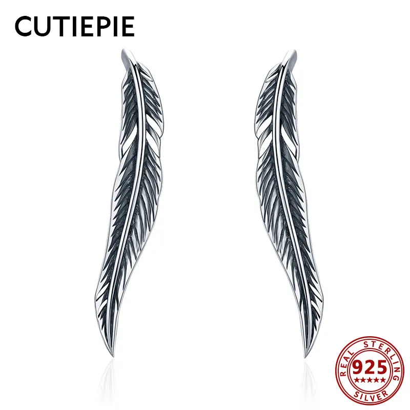 

CUTIEPIE New 925 Sterling Silver Creative Feather Drop Earrings for Women Clear Classic Earring Jewelry Party Anniversary Gifts