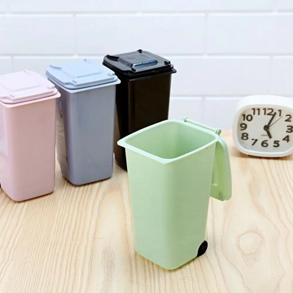 

New Trash Waste Cleaning Storage Small Mini Portable Cute Rubbish Bin Garbage Can Office Accessories Creative Multi-functional