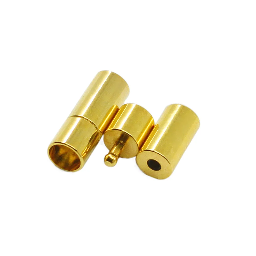 Gold 10 шт./лот, шнур, браслеты, ожерелья, разъемы, магнитные застежки, металлические концевые колпачки для круглых кожаных принадлежностей для DIY ювелирных изделий - Цвет: Gold