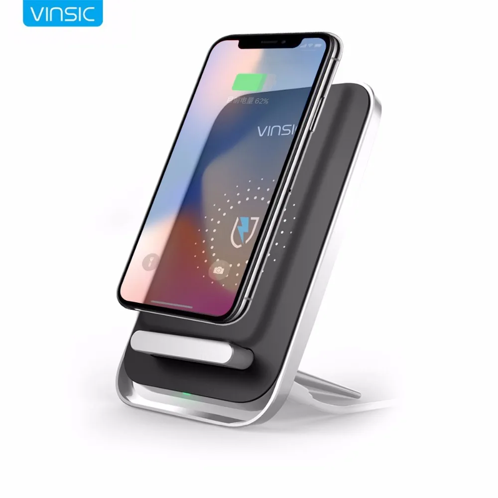 Беспроводное зарядное устройство Vinsic Qi для iPhone X 8 Plus Samsung Galaxy S8 S7 Edge Note 5 S6