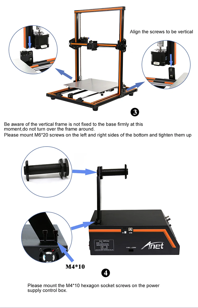 Anet E12 E10 A8 A6 3d Принтер Комплект FDM настольный 3d принтер машина обновление резьбовой стержень Reprap i3 3d принтер с 1 кг нити