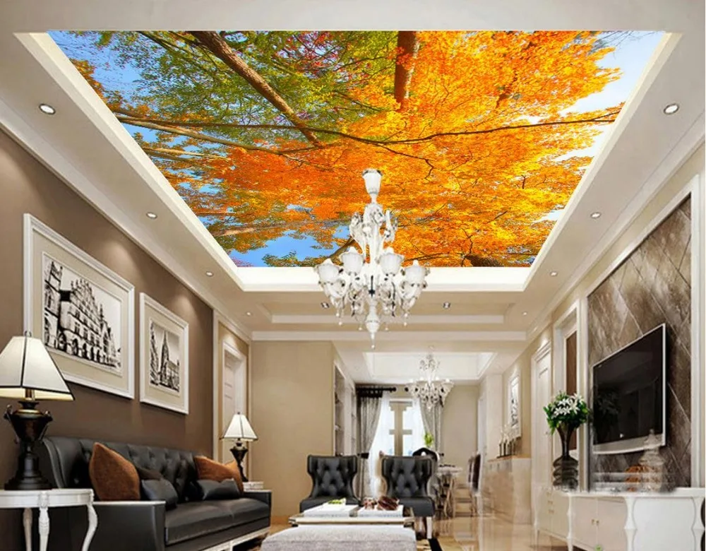 

Custom 3d mural wallpaper Autura forest ceiling Landscape wallpaper murals ceiling Home Decoration
