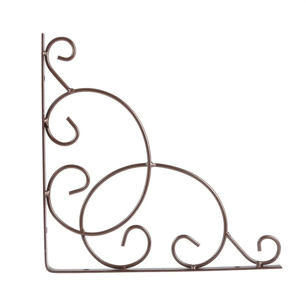Vintage Style Iron Wall Mounted Floral Shelf Bracket with Screws for Bookrack Clapboard Set up Box Triangle Shape Sturdy