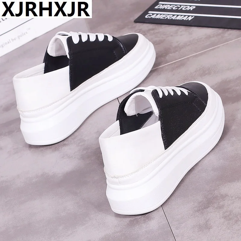 

2018 Spring Autumn Shoes Women Platform Shoes Ladies Lace Up Casual Shoe Creepers Flats Harajuku Punk Shoe Creeper Girls White