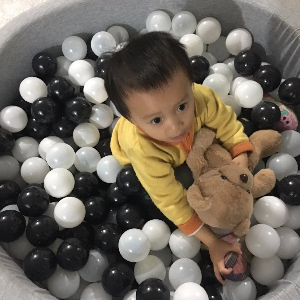black and white ball pit balls