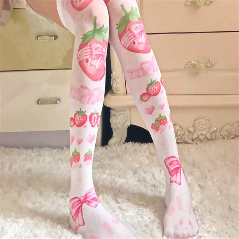 

Sexy Women Printed Long Tube Stockings Fancy Party Funny Japanese Kawaii Over Knee Thin StockingsThigh High Stockings 7ZJQ-SW09