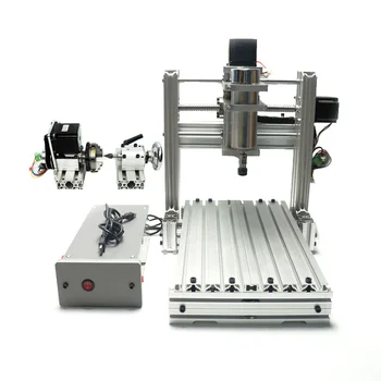 

DIY CNC 3020 3 axis 4 axis Mini wood 2030 CNC engraving machine milling lathe frame router USB port Mach3 Software 400w spindle