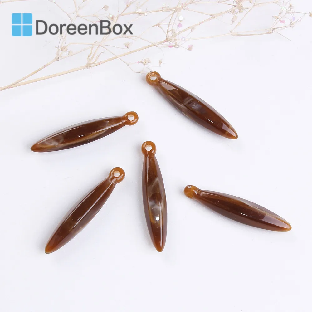 

Doreen Box Acrylic Charms Marquise Coffee Green Light Coffee Red Light Beige Marble Effect Faceted 26mm(1") x 5mm( 2/8"), 50 PCs
