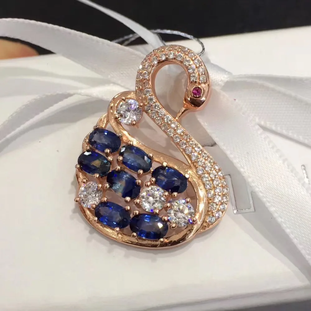 Qi Xuan_Fashion Jewelry_Trendy ожерелье с зеленым камнем из Колумбии и лебедя _ розовое золото