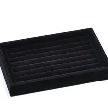 Doreenbeads розница, черные вельветовые кольца, ювелирный дисплей, лоток 22,5x14,5x3 см, продается в упаковке 1 шт