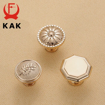 KAK Champagne Gold Door Handles Zinc Alloy Cabinet Handle Drawer Knobs European Wardrobe Pulls Kitchen Handle Furniture Hardware