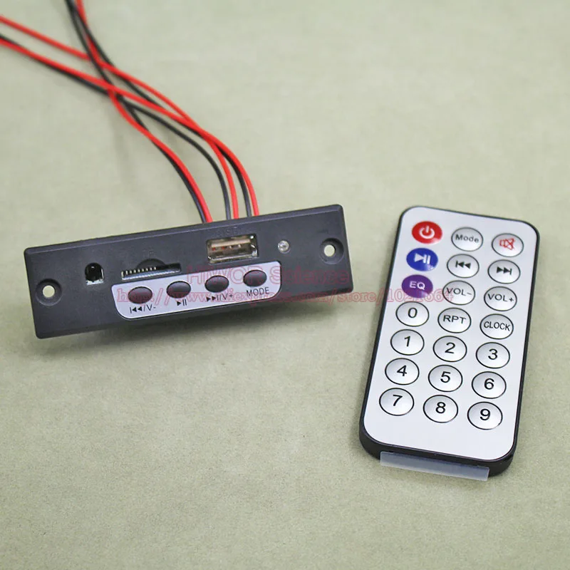 

1set/lot MP3 WAV Audio Decoder 3W + 3W Audio Player Power Amplifier Module Board PCB USB TF Card Black Panel Wire IR Controller