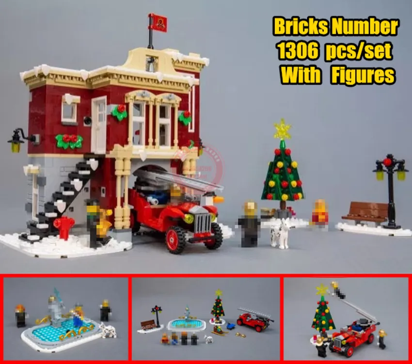 

New Streetview Creator Winter Village Fire Station fit legoings Building Block Brick DIY toy kid christmas gift