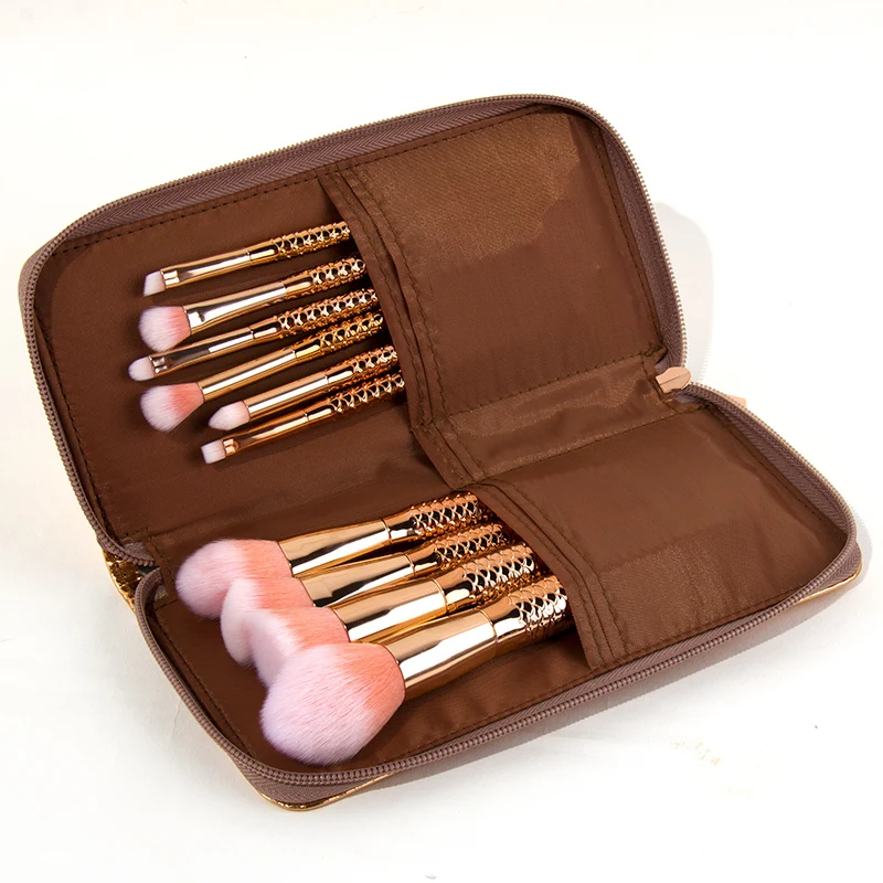 

BBL 10pcs Pro Mermaid Makeup Brushes Set + Bag Foundation Eye Powder Concealer Blush Brush Cosmetic Make Up Brush Set Maquillaje