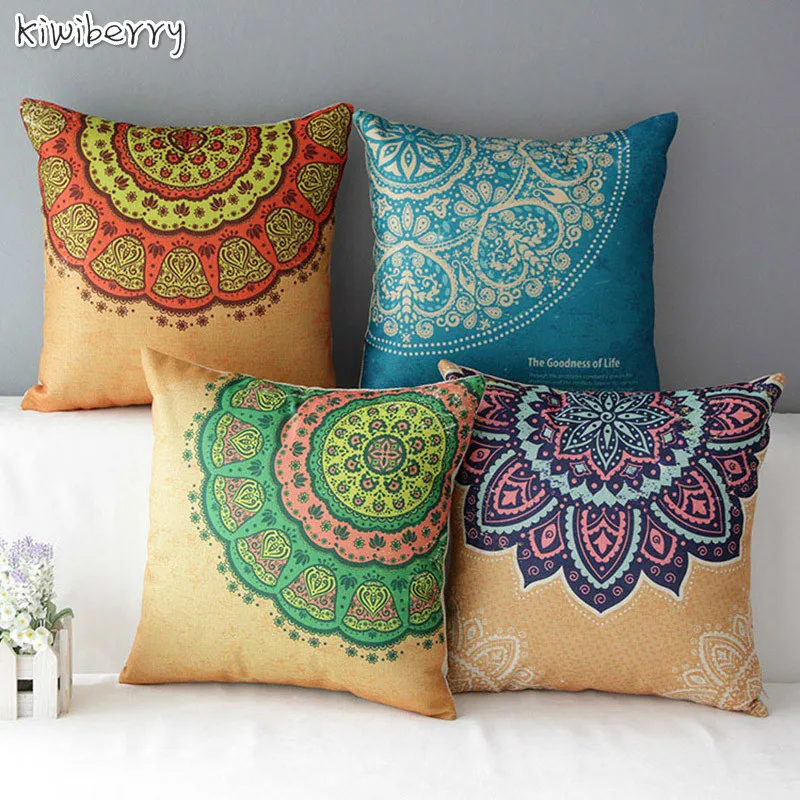 

Nordic Style Cushion Tropical Mandala Print Cotton Linen Throw Pillow Decorative Pillowcase For Sofa Car Home Kussenhoes