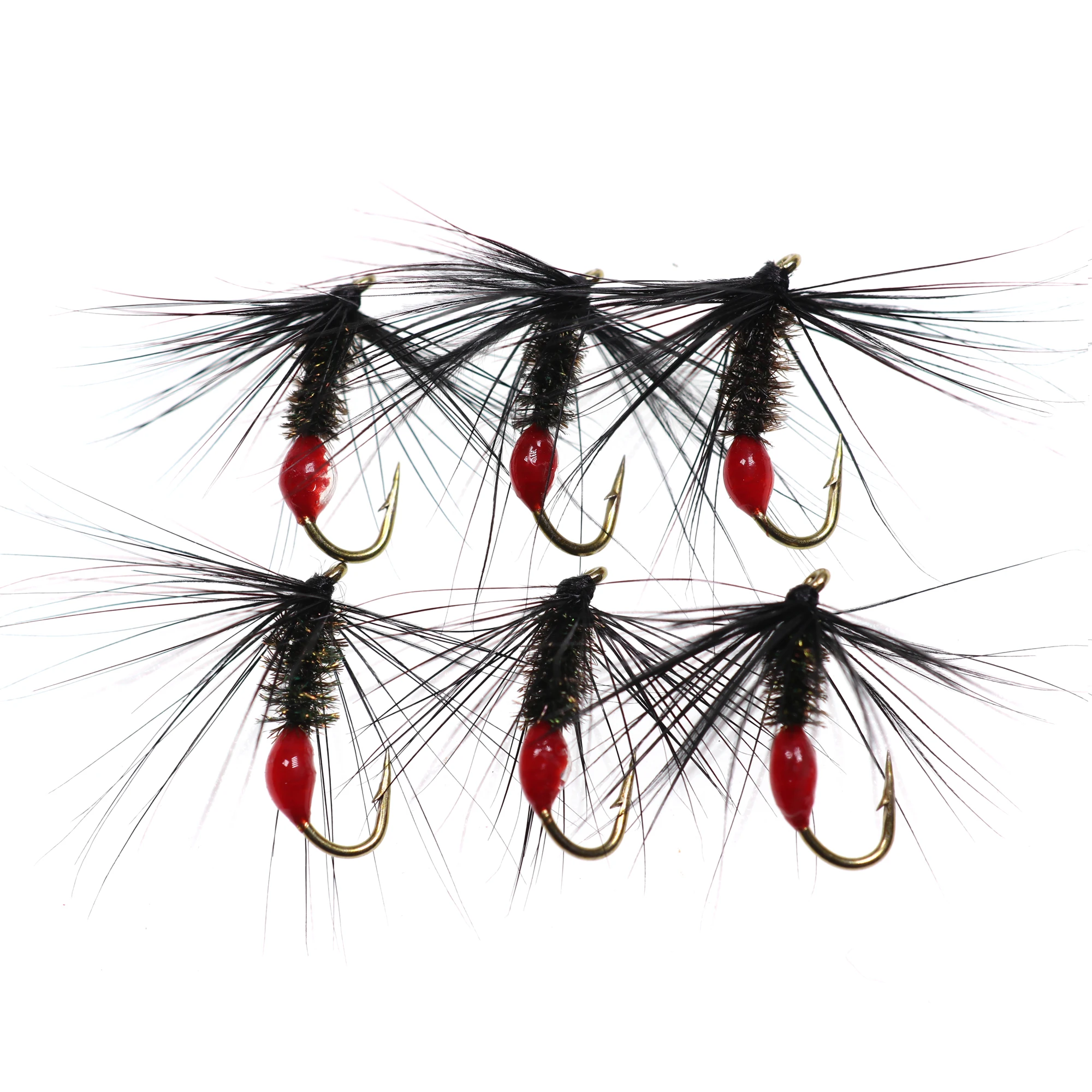 Wifreo 6PCS/Lot#12 Red Ant Trout Flies Fly Bass Pike Salmon Steelhead Trout Brown Hackle Red Butt Flying Ant Wet Fly