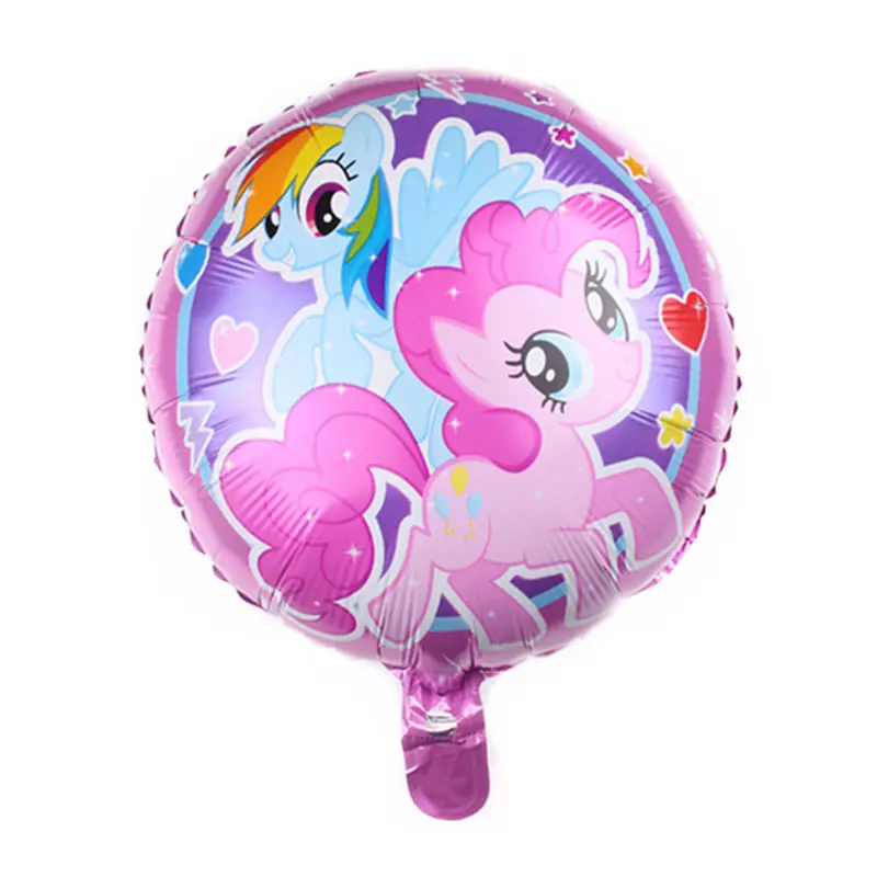 XXPWJ 18 дюймовый круглый мультяшный пони алюминиевый шар детские праздничные вечерние игрушки для украшения I-022 - Цвет: Розовый