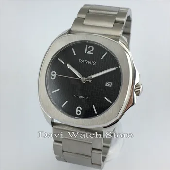

39mm Parnis Luxury Wristwatch Band Case Black Dial Mechanical Automatic Stainless Steel Men's Watch