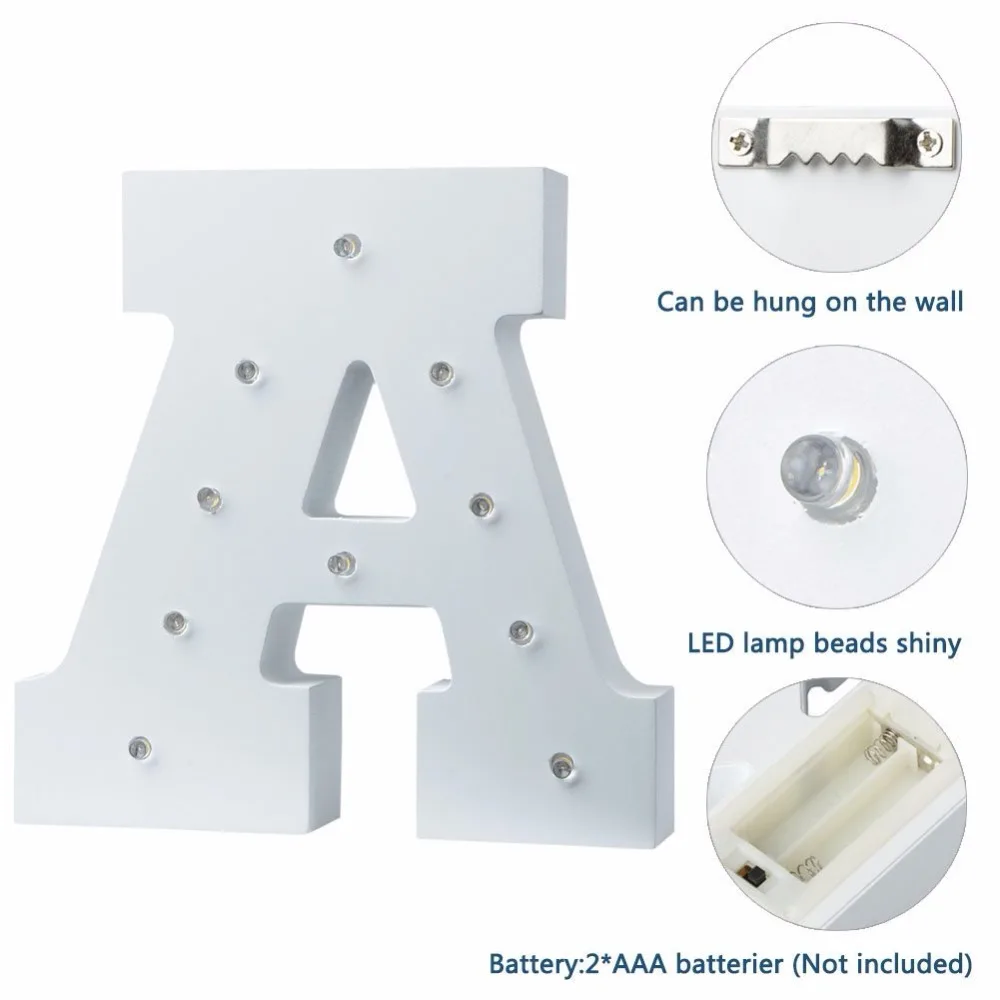26 букв светодиодный ночник Атмосфера лампы теплый белый Алфавит лампа для рождения Свадебная вечеринка Спальня Настенный декор огни
