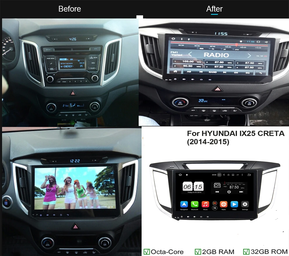 Sale Octa Core 10.1 inch 8 core Android 9.0 Car Radio DVD player GPS for HYUNDAI IX25 CRETA 2014 2015 64G NAVIGATION 4G RAM 64G ROM 0