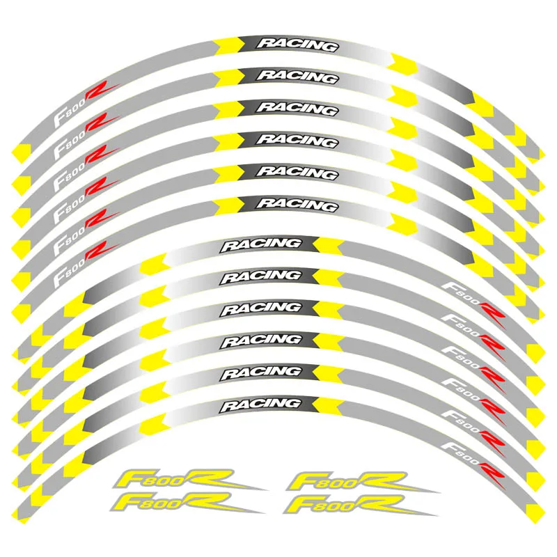 Высокое качество подшипники мотоцикла колес отличительные светоотражающие наклейки обода в полоску 7 цветов для BMW F800R мотоцикл F800R - Цвет: B Yellow
