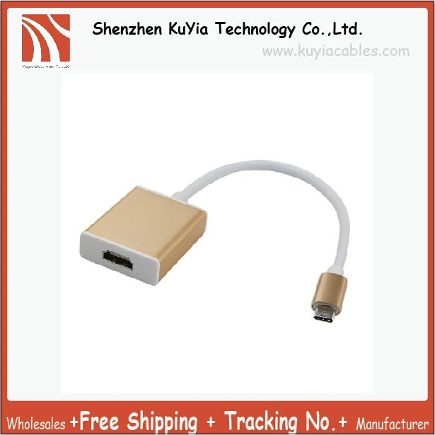 

KUYiA Free Shipping USB 3.1 Type-C to HDMI Adapter SuperSpeed Converter 4K for Apple New Macbook, ChromeBook Pixel Gold