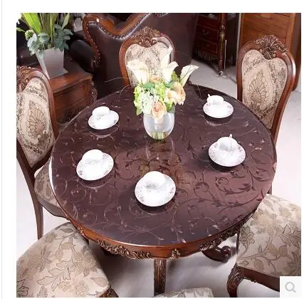  PASAYIONE Soft Glass PVC Round Tablecloth Waterproof Oilproof Disposable Table Cloth Home Kitchen D