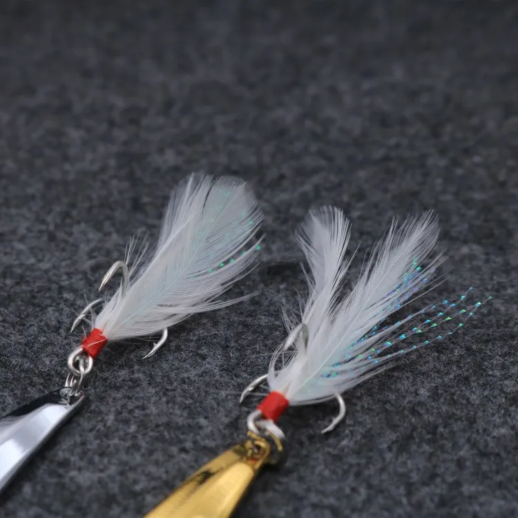 9g Metal Silver Sequins Fishing Lures Spoon Lure Hard Baits With Feather Bass Sea Lures Spinner Wobbles Fishing Tackle