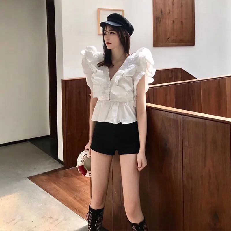 TWOTWINSTYLE-Summer-Ruffle-Patchwork-Womens-Shirts-Blouse-V-Neck-Sleeveless-Tunic-Short-Tops-Female-Korean-Fashion (2)